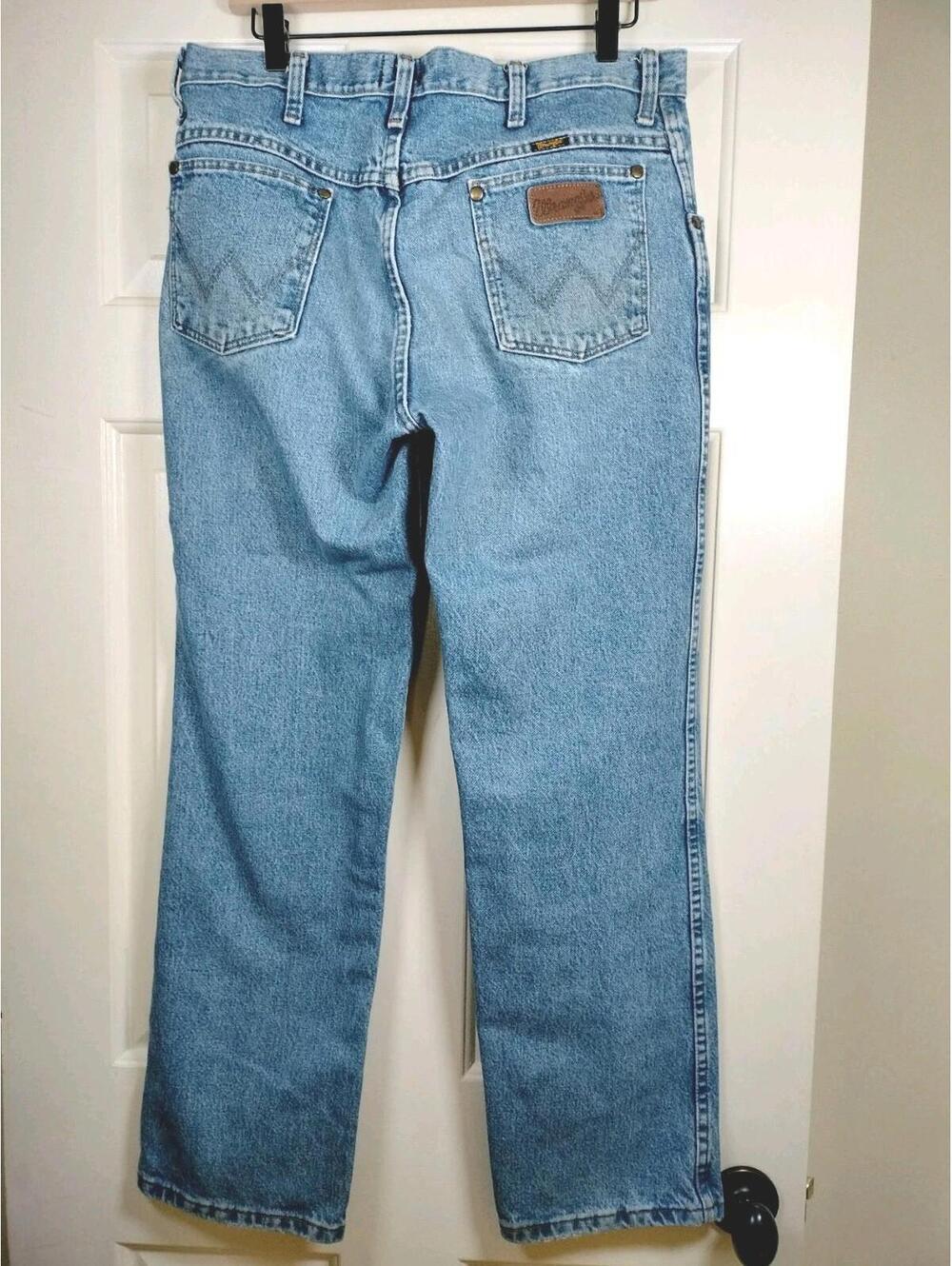 Wrangler‎ 36MWZ Slim Fit Jeans 34x30 Blue Denim Workwear Cowboy Cut Western